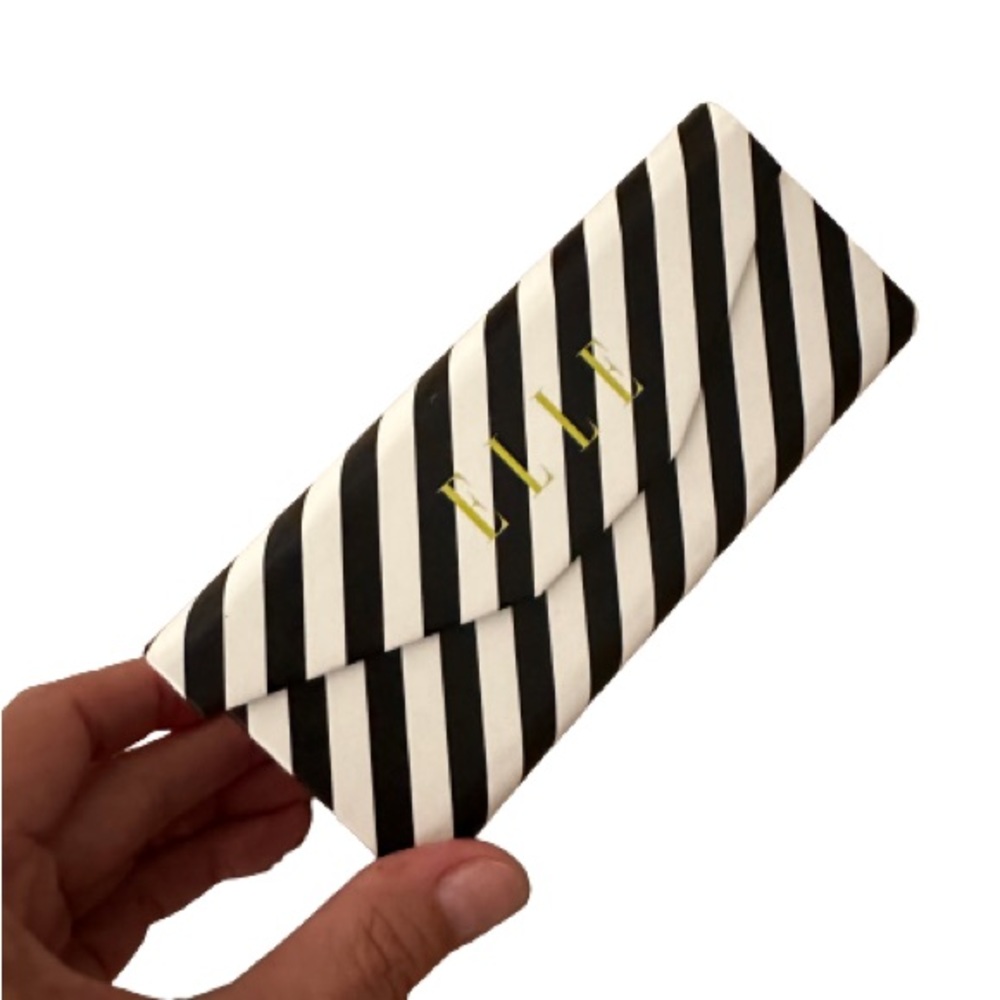 New ELLE Woman’s Eyeglass Case, White/Black striped.